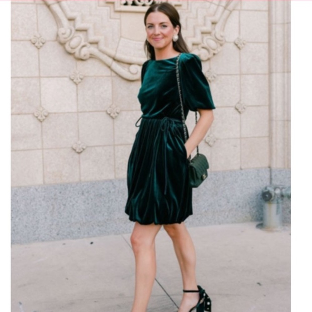 ANTONIO MELANI Green Velvet Mini Dress